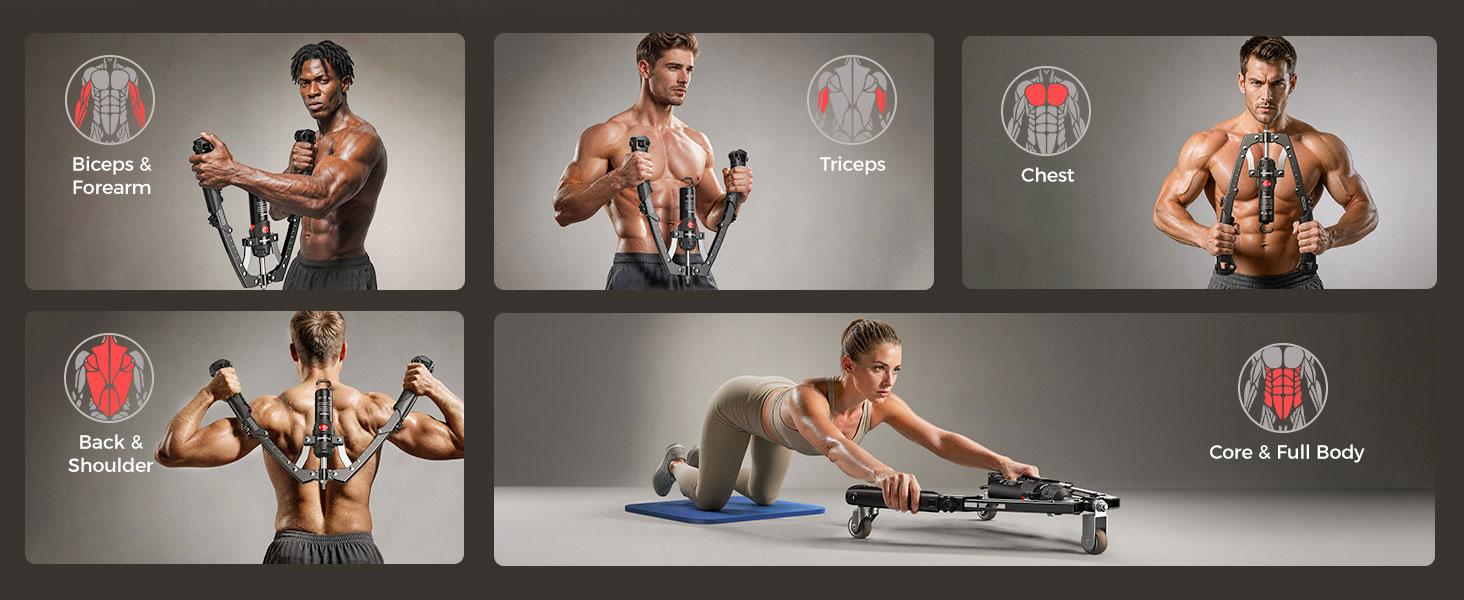 FED Fitness Flybird Series CT1 Chest Trainer Arm Exerciser & Arm Strength Trainer - Adjustable 22-440lbs Core, Tricep Workout Equipment with Ab Roller Wheel, Home Gym Exercise Equipment (Pad & Bag Incl.) for Men Women FED Fitness Flybird Series CT1 Chest Trainer Arm Exerciser & Arm Strength Trainer - Adjustable 22-440lbs Core, Tricep Workout Equipment with Ab Roller Wheel, Home Gym Exercise Equipment (Pad & Bag Incl.) for Men Women