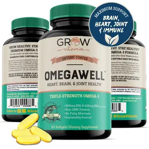 Organic Alaska Deep Sea Fish Oil, Omega 3 DHA/EPA 2000 mg Made in the USA,No-GMO