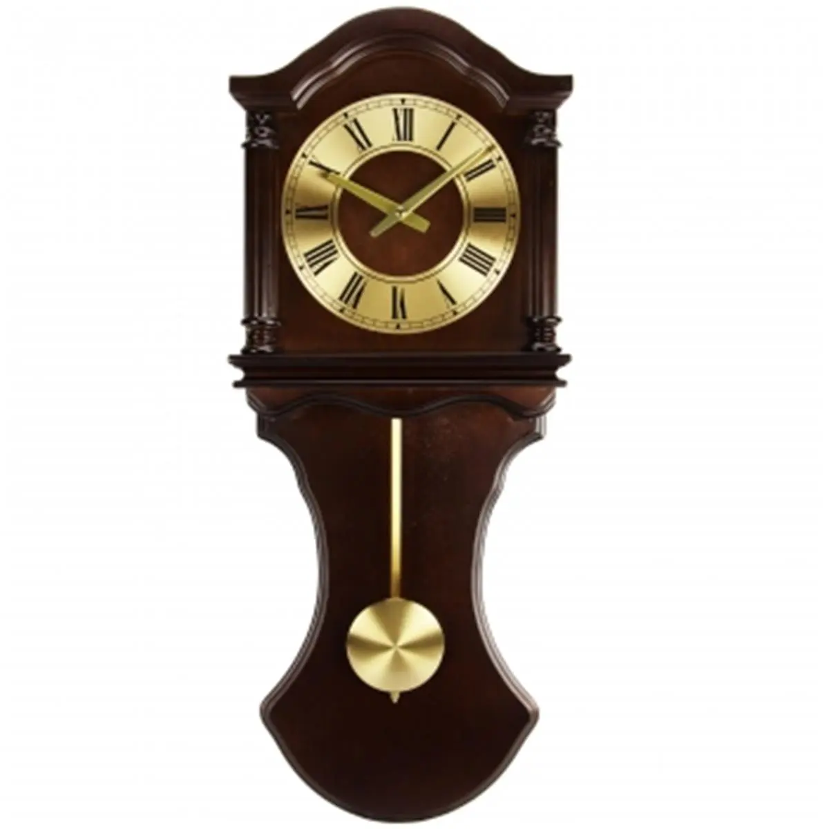 212 MAIN Bedford Classic Chocolate Oak Wooden Wall Clock - Battery Operated, Pendulum-Equipped, Multi-Chime Modes, Classic Wooden Wall Clock for Home Decor Accent, Clocks Classic Wooden Wall, Battery Operated Wall Clocks