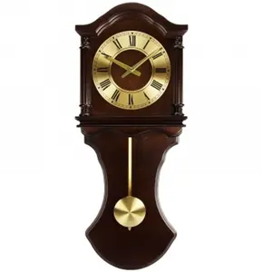 Bedford Clock Collection  Chocolate Wood Wall Clock with Pendulum & Chimes