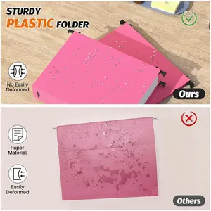 12 Pack Extra Capacity Plastic Hanging File Folders, Letter Size, Reinforced Heavy Duty 2 Inch Expansion Filing Cabinet Folders for Bulk Files, Medical Charts, Assorted Colors