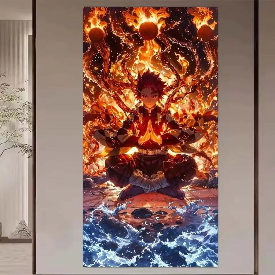 1 set of DIY diamond painting kit, 5D diamond art kit, DIY decoration flame, meditation, water flow mosaic, diamond art, DIY art home decor, suitable for Christmas, Anime Design