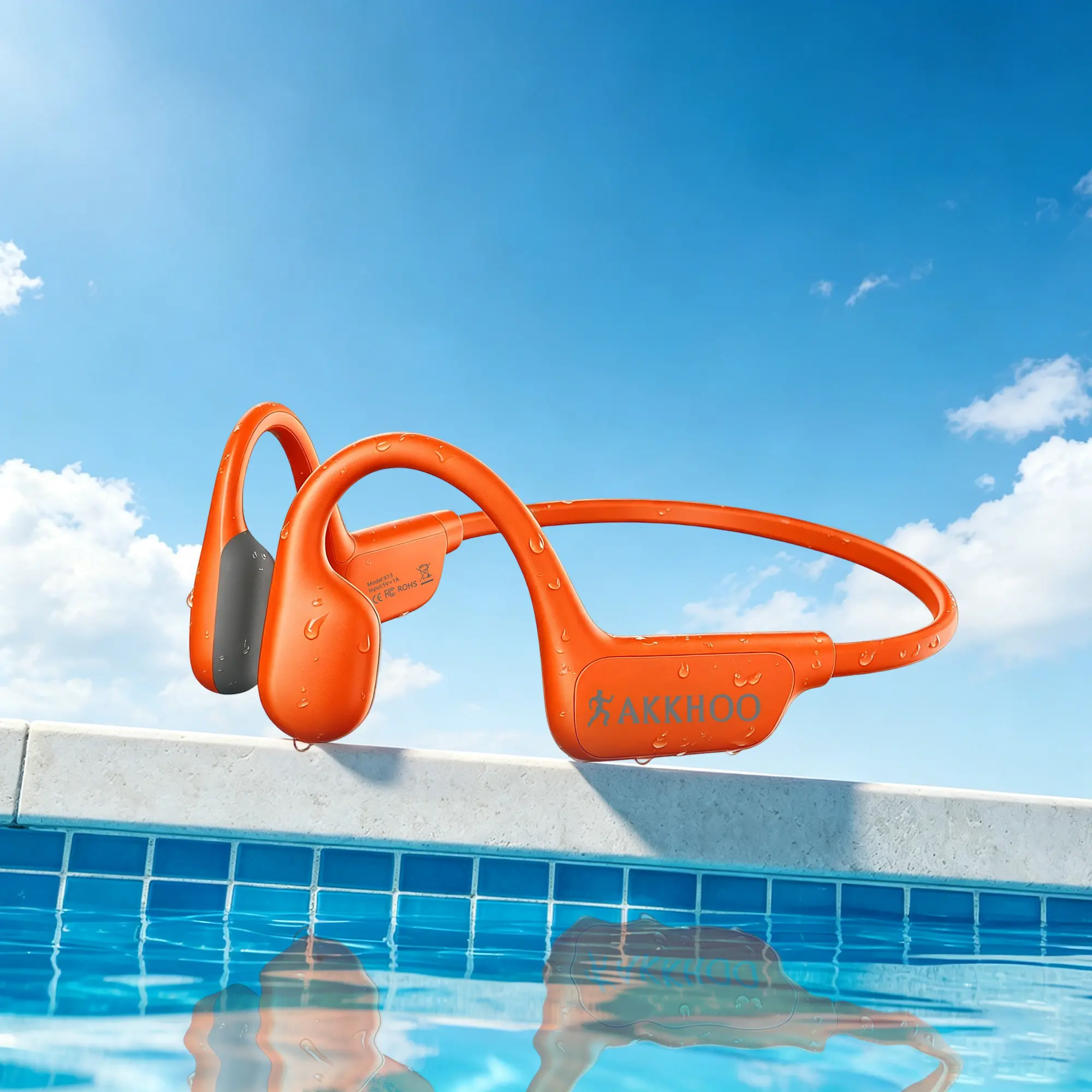 Bone Conduction Wireless Headset - Waterproof Bluetooth Audio Headphones with Enc Mic, 12H Playtime, Secure Comfort Fit, Computer Compatible, Easy-Use Buttons for Sports Workout