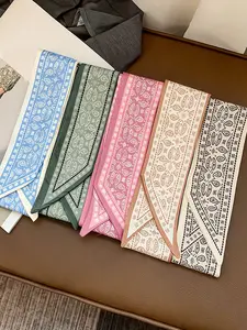 5 Pcs / 1 Set Candy Color French Style Polyester Scarf Set, Vintage Hairband, Woven Ribbon, Multifunctional Scarf, Bag Accessories