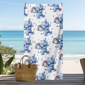 Large Elephant Print Beach Towel - Quick Dry, Super Absorbent & Lightweight for Summer Parties, Picnics & Camping