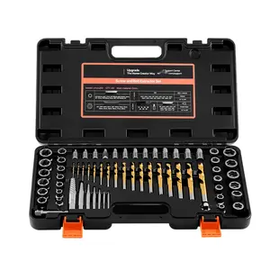 Screw Extractor and Drill Bit Set, 65-Piece Kit With Nut and Bolt Extractors, Adapters, and Durable Storage Case, Cr-Mo Steel Construction For Removing Rounded, Broken, or Stripped Fasteners In Automotive and Machinery