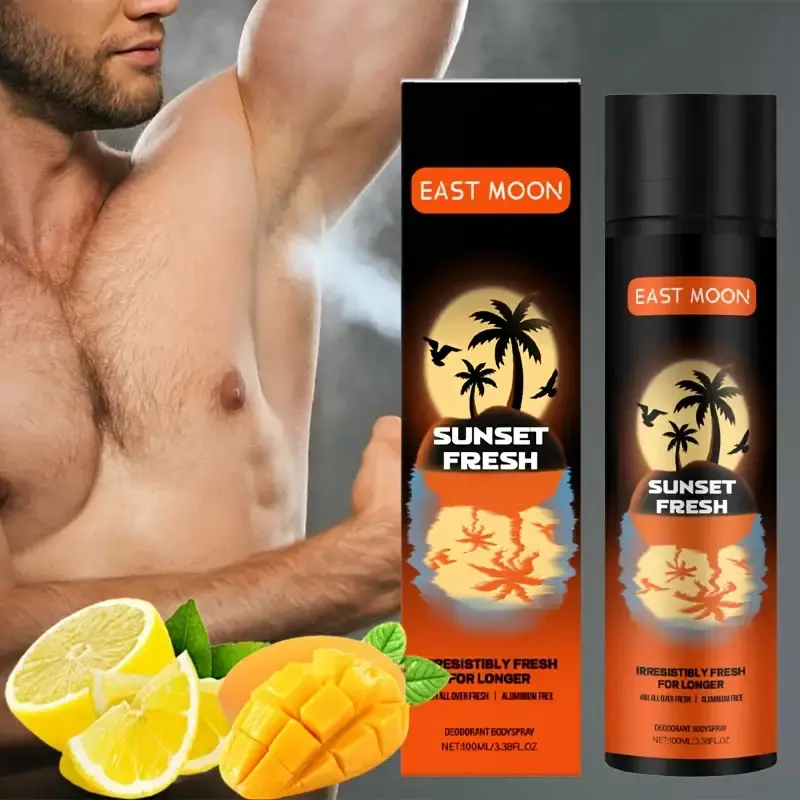 Men's Long-Lasting Fruit-Scented, Aroma Deodorizing Spray, All Body Deodorant, Body Deodorizer, Tropical Mango & Citrus Odor Eliminator, 24H Freshness, Sweat Shield for Gym, Travel, Everyday Use, Natural Ingredients, Body Care