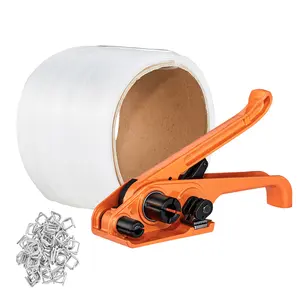 VEVOR Banding Strapping Kit with Strapping Tensioner Tool, Summervibes,Summervibes, 328 ft Length Woven Strapping Cord Band, 100 Metal Seals, Pallet Packaging Strapping Banding Kit, Banding Packaging Strapping for Packing