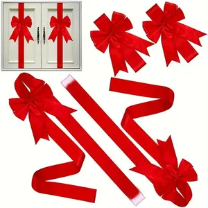 4pcs/6pcs Valentine's Day Wedding Christmas Indoor Decoration, Bow Wreath, Polyester Fiber, No Battery Needed, Perfect for Festive Gifts