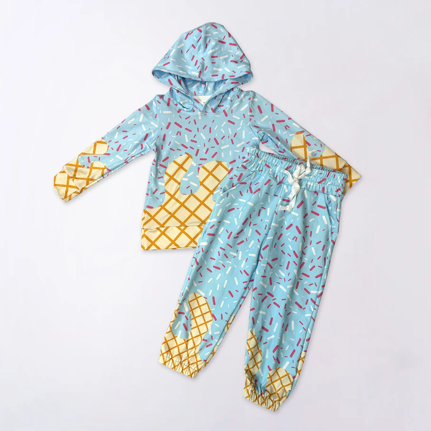 Boys' Baseball Ice Cream 2-Piece Hoodie & Sweatpants Set, Kids' Fashion Clothing Suit