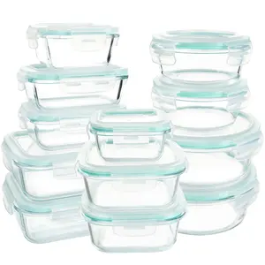 24 pieces Glass Meal Prep Containers with Steam Vent, Food Storage Containers with Airtight Lids, for Home Kitchen Office Lunch Portion Control (12 containers+12 lids), Freezer and Refrigerator Safe