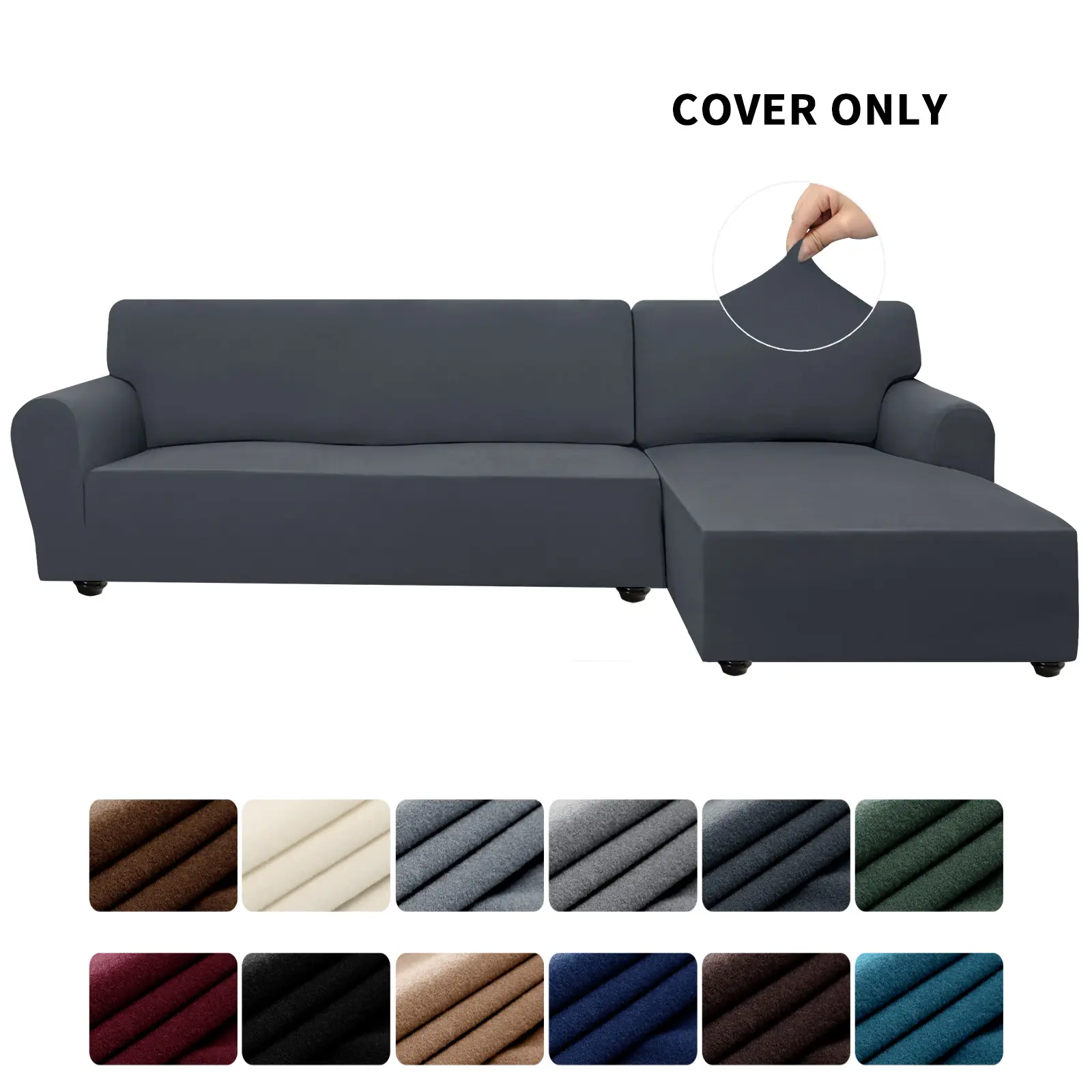 PureFit Stretch L-Shaped Sectional Couch Cover Set - 2-Piece Spandex Non-Slip Option, Soft for Kids & Pets, Machine Washable Living Room Couch Cover for Sofa, Sofa Cover Set