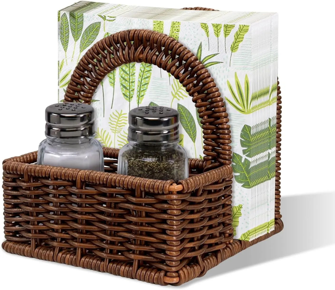 Napkin Holder with Salt and Pepper Shakers Holder for Table, Kitchen countertop Organizer - Multi-Functional Storage for Paper Napkins, Spices & Dining Essentials