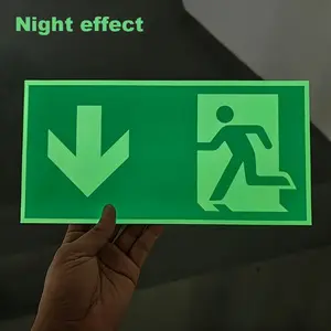 Glow in The Dark Emergency Exit Sign, Signage, Durable PE Fire & Evacuation Indicator for Workshops, Offices, Public Spaces, Home Decor