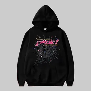 Pink Spider Hoodie Youth And Adult, Spiderweb Hoodie, Unisex Oversized Streetwear Pullover, Hip-Hop Gothic Graphic Top for Couples