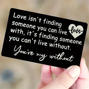 1/3pcs Love Token, Relationship Tokens, Black Aluminium Alloy Wallet Card Greeting Card Engraved with Heartfelt Romantic Quotes - Ideal Anniversary Gift for Boyfriend or Husband Love Card Valentine's Day Confession