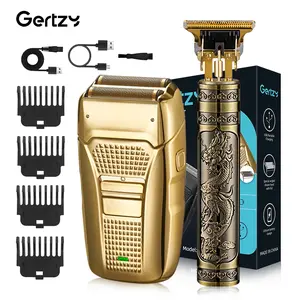 2-In-1 Electric Shaver Set, Dragon Carved Head Trimmer, USB Rechargeable Shaver, Rechargeable Dual Blade Razor, Includes Combs & Cleaning Brush, Cordless Portable Shaver