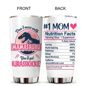 NewEleven Mamasaurus Funny Mom Tumbler 20oz Double Wall Insulated Stainless Steel Cup Unique Birthday Mother's Day gift Presents for Grandma Mama Nana Her