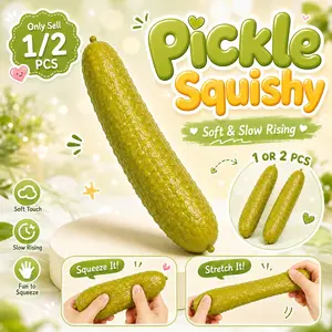 1/2 PCS Pickle Squishy Stress Relief Toys, Pickle Squíshy Toy, Pickles Squeeze Fidget Toys, Soft Fun Realistic Pickle Design, Slow Rising Squishies, Adults Pickles Squeeze Fidget Toys, for Boys Girls Men Women Students Home Office Classroom Work Study
