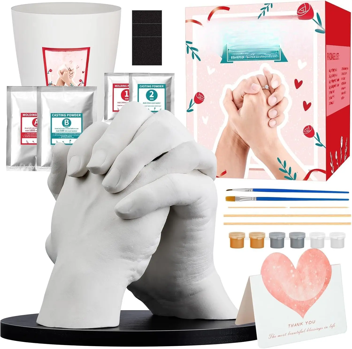 Hand Casting Kit, Couples with Practice Kit, Hand Mold Kit for Adults & , Romantic Anniversary Wedding Birthday for Her or Him,Boyfriend Girlfriend