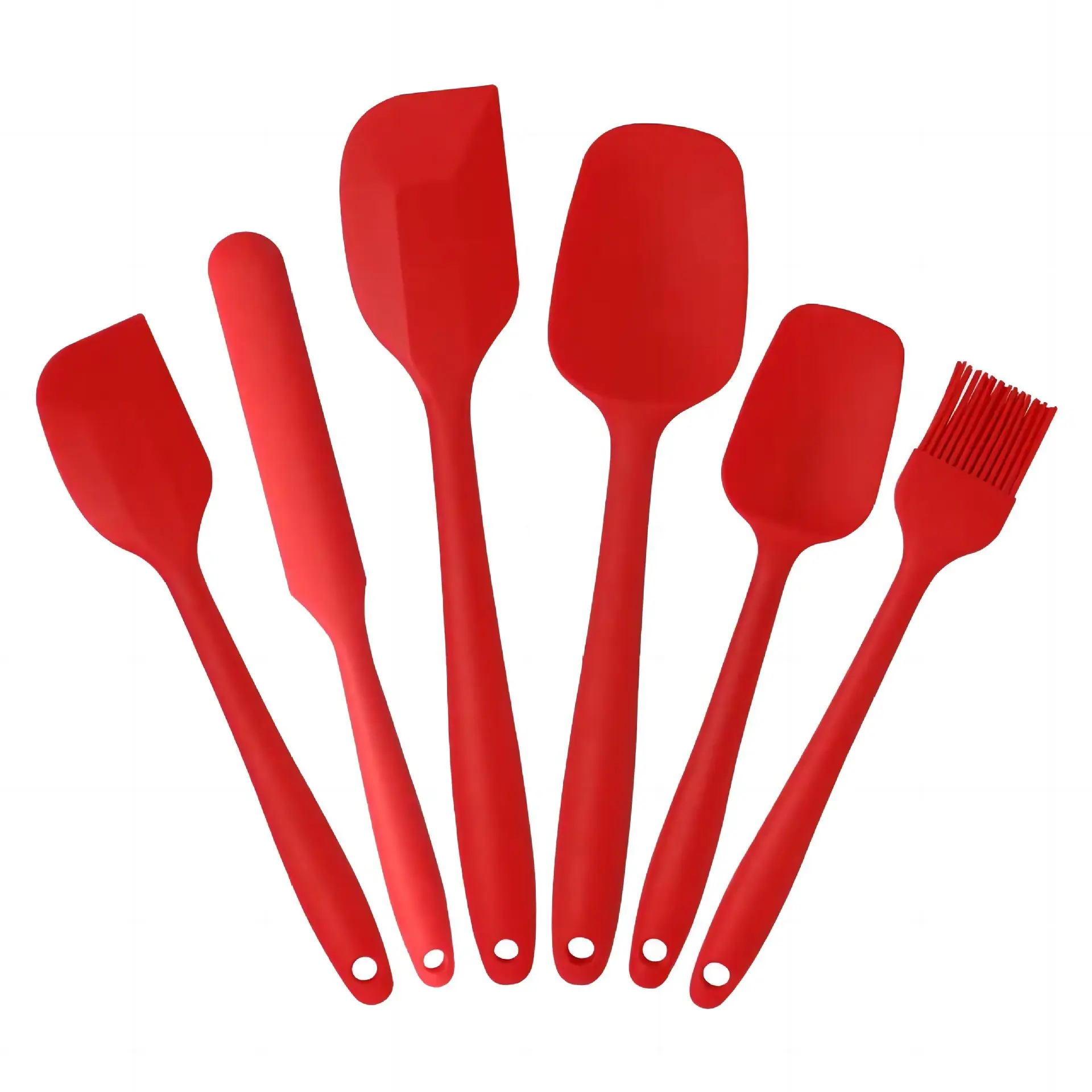 6-Pack Silicone Baking Utensil Set - 1-Piece Heat-Resistant Spatulas, Basting Brush, Non-Stick Flexible Scraper Mixing Tools for Cake Cream, Cooking, Pastry