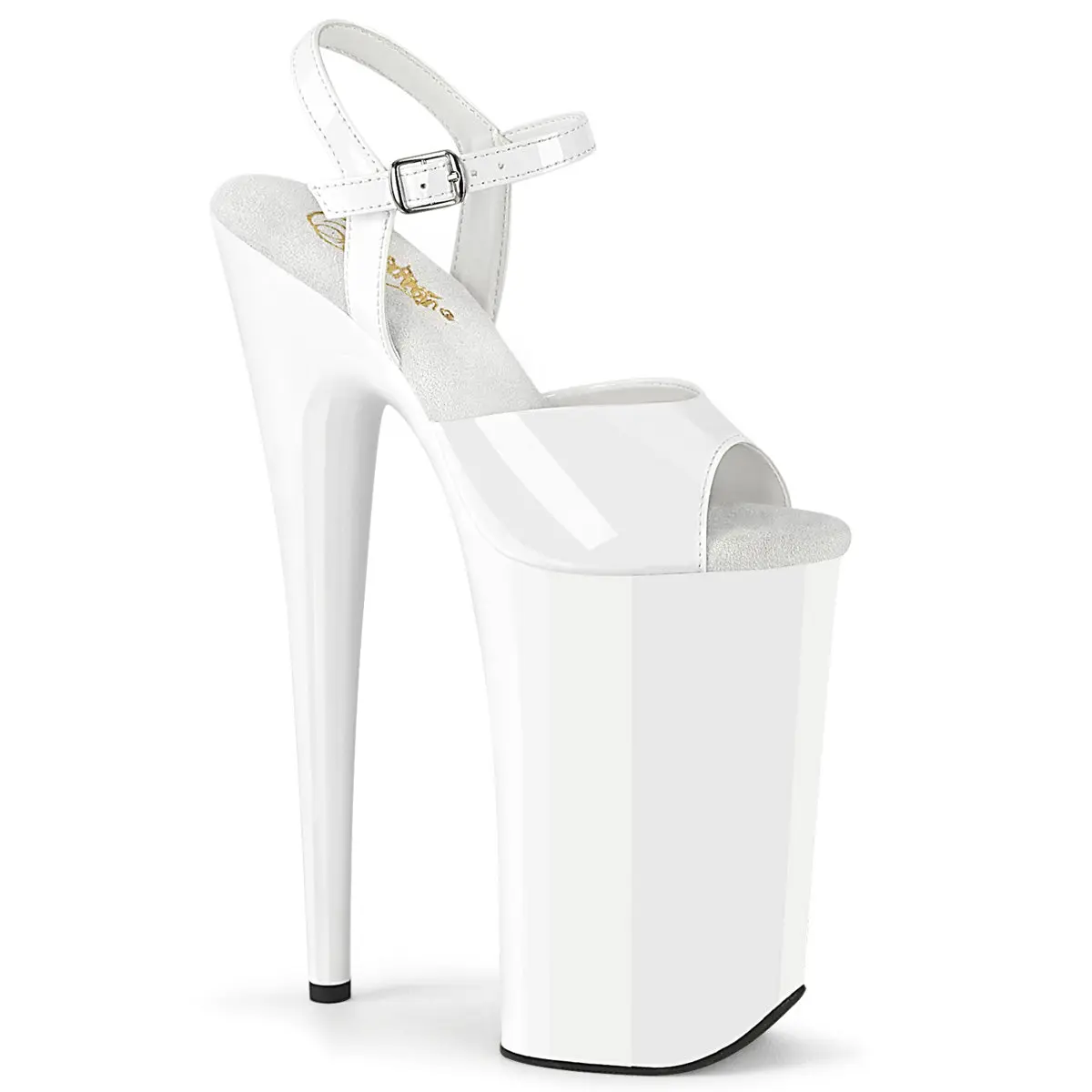 Pleaser Women's Platform Sandals, Beyond-009 Elegant 10-Inch High Heel Shoes in White with Ankle Strap for Evening Fashion, Statement Shoes, 10 Inches, Footwear, All Season, 6 1/4 Inches Platform