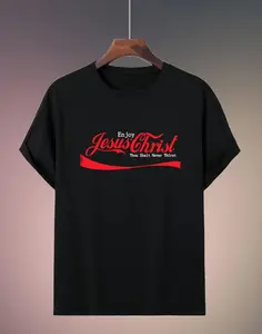 Clever Faith & Pop Culture Mashup Top - ‘Enjoy Jesus’ in Vintage Soda Script for a Thought-Conversation Street Style,Four-season casual short-sleeved T-shirt, sports T-shirt, sport and casual wear, home and casual wear.