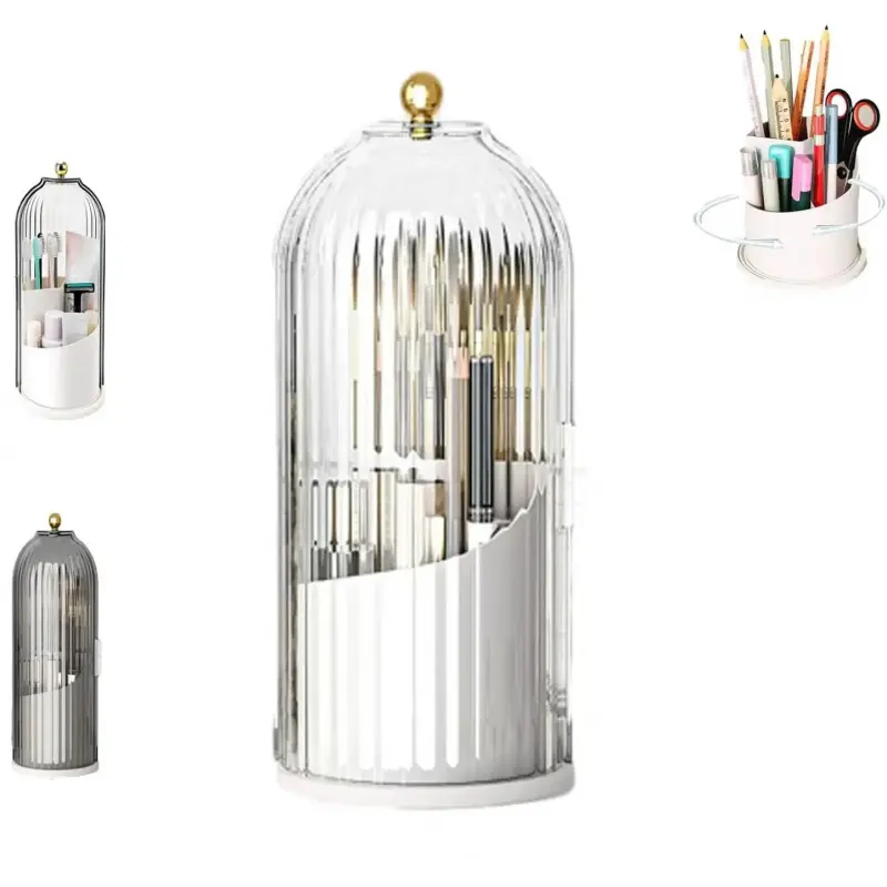 Dust-proof toothbrush holder with cover, rotating electric toothbrush and toothpaste holder, suitable for bathroom countertops, 3-slot transparent makeup brush organizer, toothbrush storage bucket, Mother's Day gift