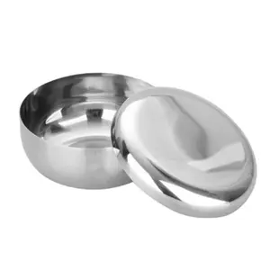 Stainless Steel Rice Serving Bowl with Lid - Multi-Size Traditional Silver Dish, 8.5cm/10.5cm/12cm Korean Kitchenware for Home, Party [Fall Deals]