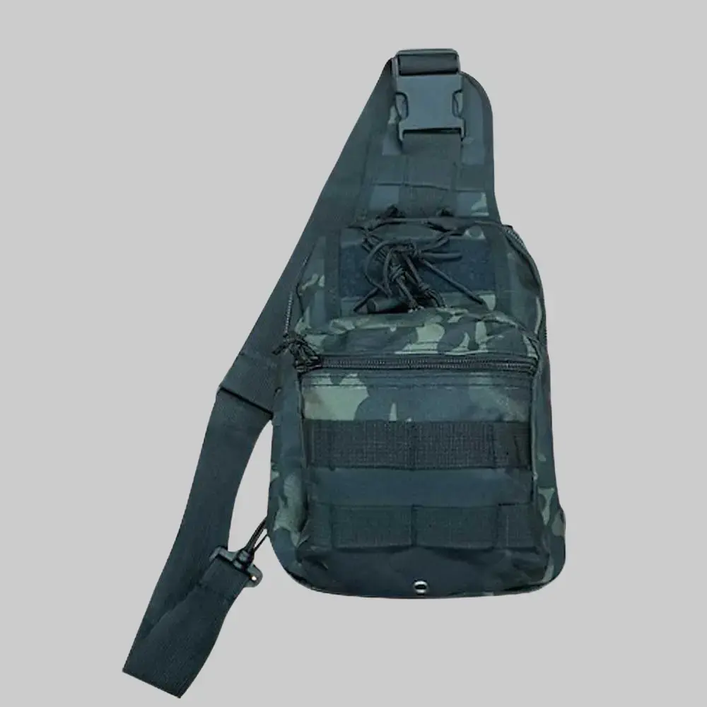 Tactical Black Camo Sling Bag for Men, Portable Outdoor Crossbody Shoulder Bag with MOLLE System, Sling Bag Crossbody, Outdoor Crossbody Bag