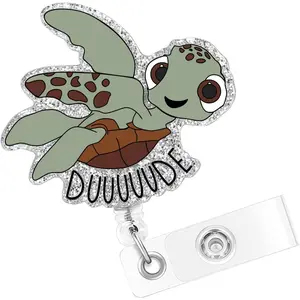Turtle Badge Reel, Cute Badge Reels, Name Badge Holder Reel ID Clip, Funny Badge Reel for Nurse Office Worker Teacher Student, Nurse Badge Holder with 24" Durable Nylon Retractable Cord