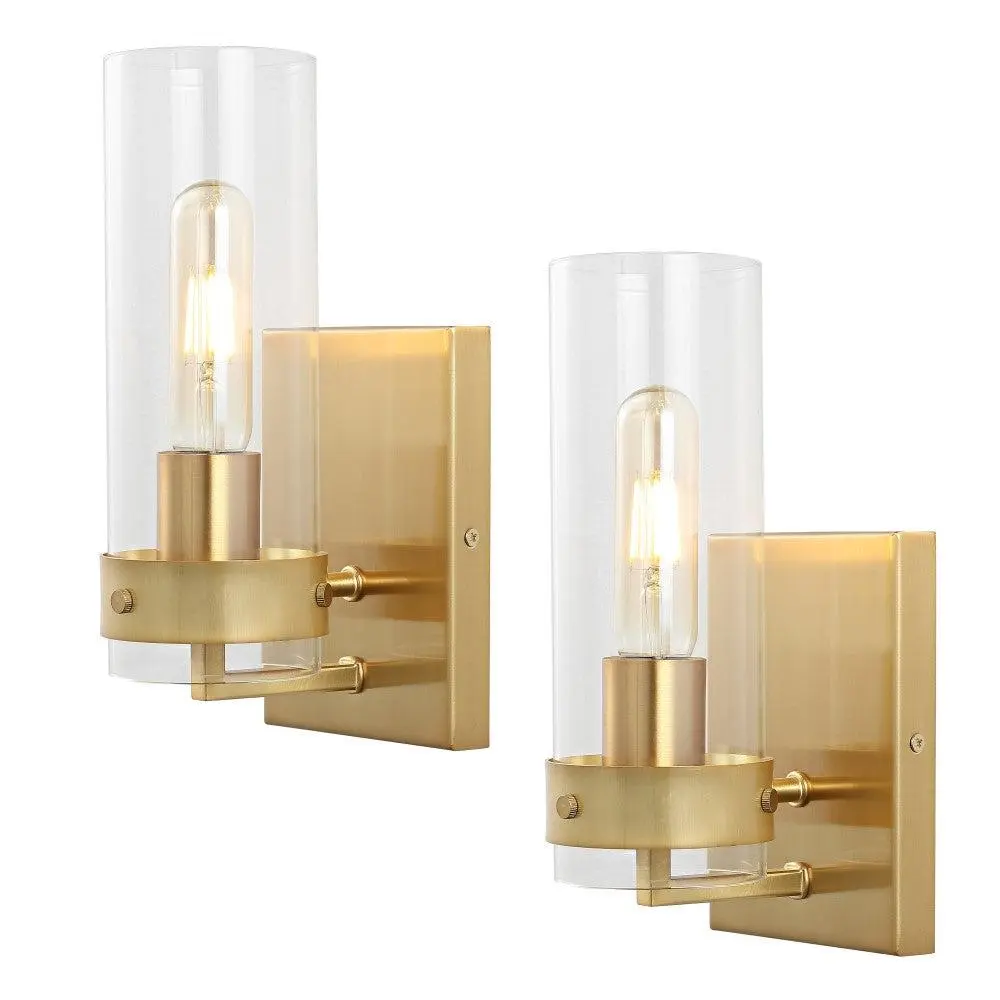 JONATHAN Y Harper 4.5" Midcentury Modern Coastal Minimalist Iron-Glass LED Sconce, 2-Piece Interior Lights Decorative Wall Lamp, Two Piece