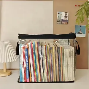 Transparent PVC large-capacity storage bag, expandable dustproof organizer bag, with zipper, suitable for books, clothing, travel items, etc., transparent version living room