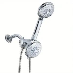 4 in 1 Dual Shower Head Set, Shower Head Combo, 1 Set Including Fixed Shower Head & Handheld Shower Head & Shower Hose & Bracket, Bathroom Accessories