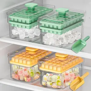 Ice Cube Tray with Storage Box, 68-cavity Double-layer Press Type Ice Cube Maker, Durable Plastic Kitchen Gadget for Beer, Cocktails, Fruit, Ice Cubes Maker