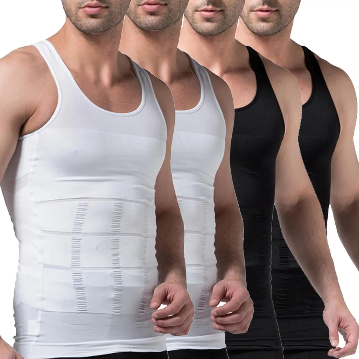 1/2/3/4 Pack Menswear Shapewear Compression Tank Top Daily Casual Undershirt Tummy Control Workout Underwear Shirt Body Shaper Breathable Elastic Soft Stretchy Fabric Sports Sleeveless Fitted