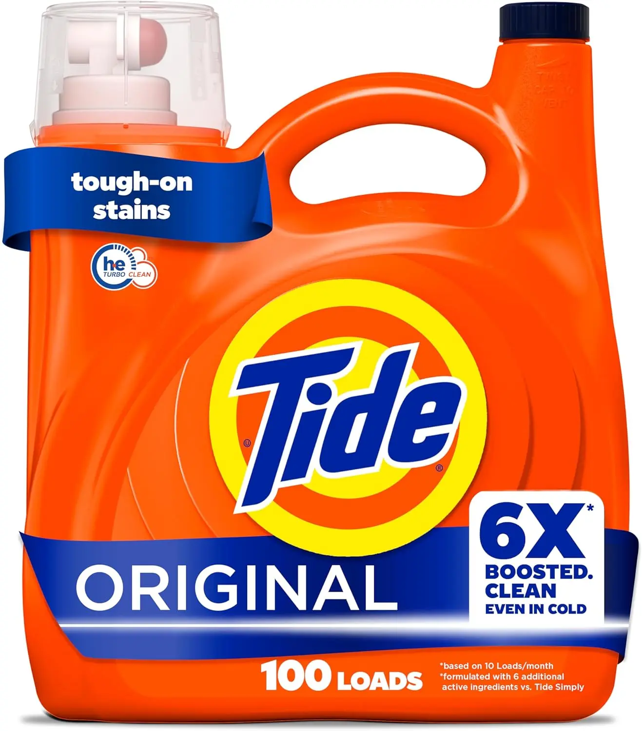 Tide Liquid Laundry Detergent Original Scent, 125 fl oz, 100 Loads, Concentrated Formula, Powerful Cold Water Clean