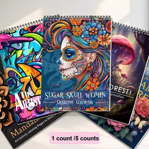 Sugar Skull Coloring Book Set, Creative Coloring, Art Materials, Relaxing DIY Art Therapy, Perfect Gift for Teens & Adults, Ideal for New Year, Valentine's Day, Halloween, DIY Painting