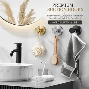 Heavy Duty Vacuum Suction Cup Hooks (2 Pack) - No Drill Waterproof Wall Hangers, Bathroom Organiser & Kitchen Gadgets for Shower, Towel, Loofah (Holds 11 lbs)