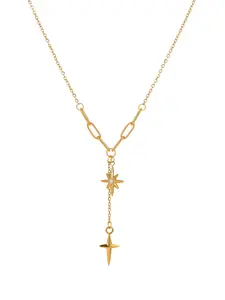 Women's Simple Rhinestone Star Necklace, Tassel Cross Pendant, Shiny Chain, Elegant Lockbone Jewelry, Fashion Accessory