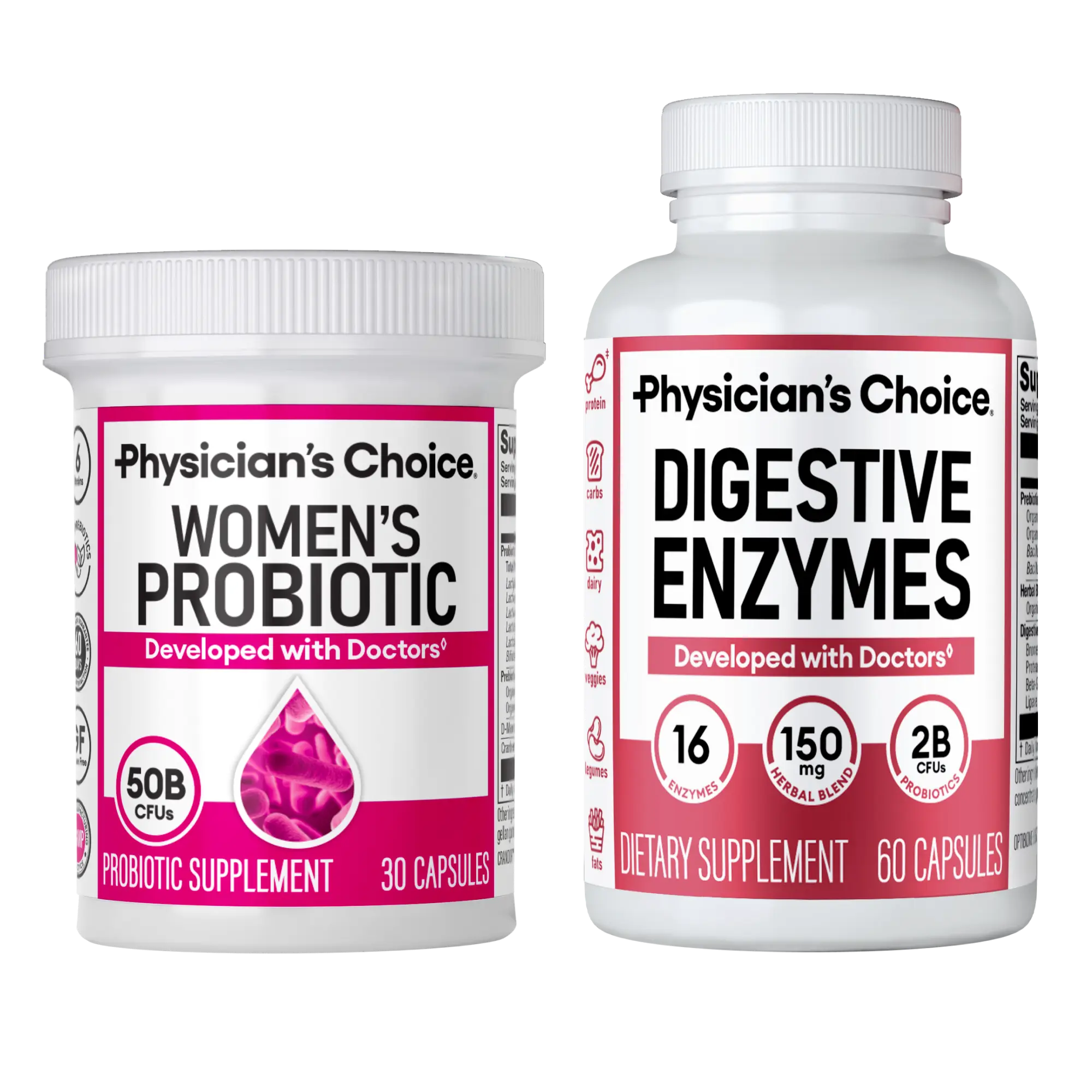 Physician's Choice Inner Harmony Duo: Daily Digestion, Bloating, Immune & Urinary Tract Support for Women with Women's Probiotic + Digestive Enzymes Physician's Choice Inner Harmony Duo: Daily Digestion, Bloating, Immune & Urinary Tract Support for Women with Women's Probiotic + Digestive Enzymes