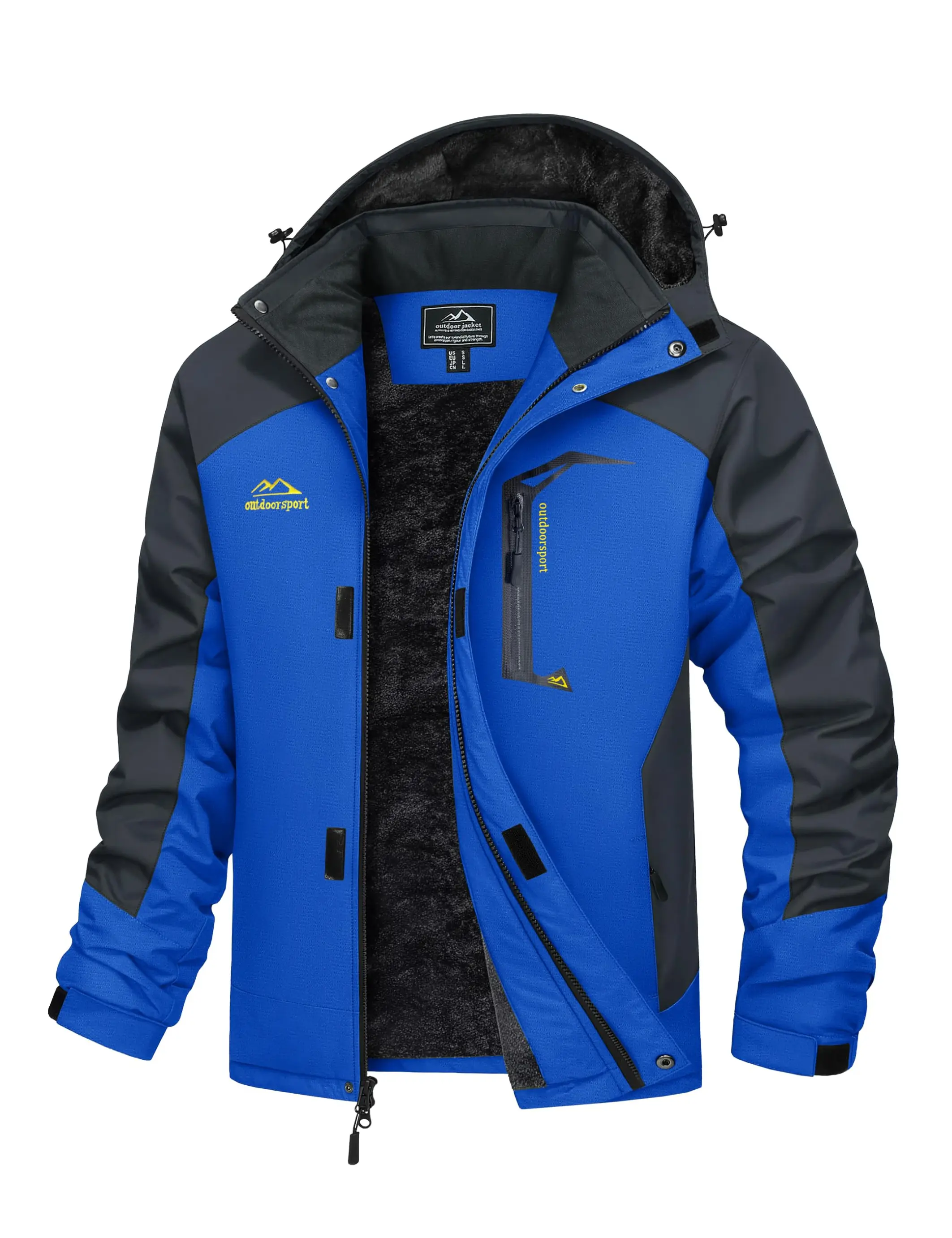 MAGCOMSEN Men's Adventure Lightweight Jacket, Waterproof Fleece Lined Winter Ski Coat for Outdoor Hiking, Adventure Men's Lightweight Jackets, Adjustable Multi-Function Men's Lightweight Jackets