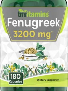 tnvitamins Fenugreek Capsules: 3200 mg - 180 Capsules | Fenugreek Supplement for Men & Women | Fenugreek Seed Powder Extract | Non-GMO | Made in The USA!