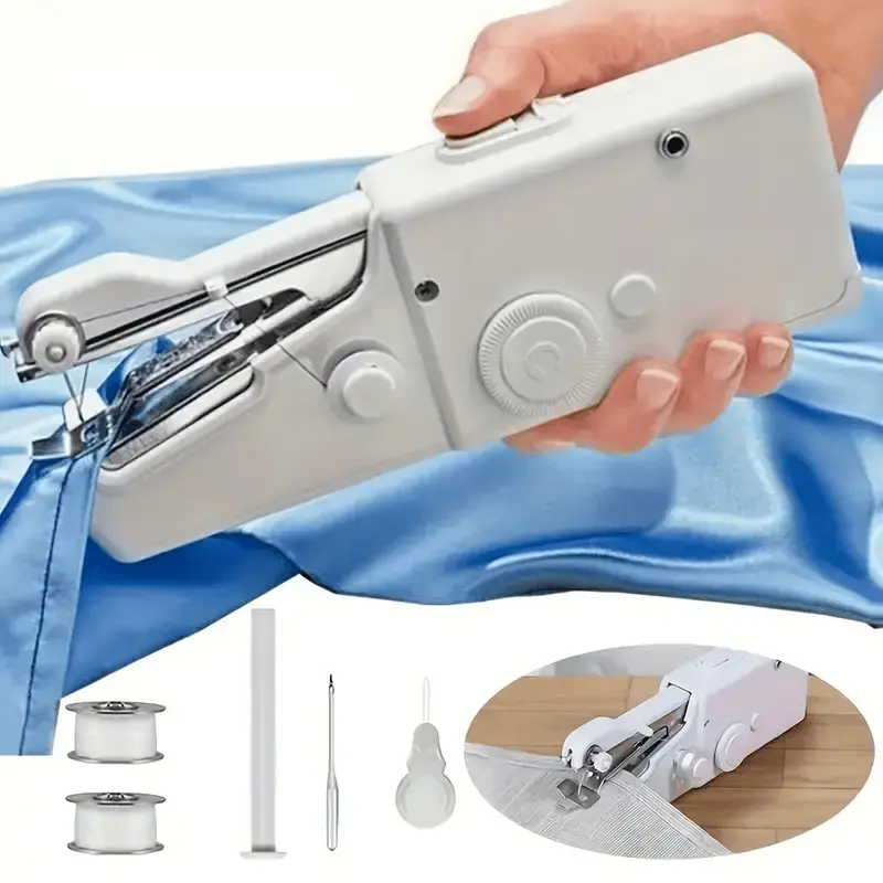 A Compact Sewing Device That Can Be Held in Hand, Designed for Stitching Fabrics And Garments - It Needs 4 AAA Batteries to Operate