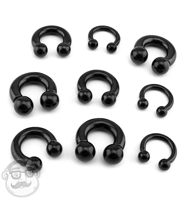 Black PVD Circular Barbell Ring