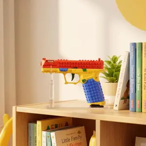 GloryToys DIY Building Blocks Blaster Set, 13+ Teens & Adults Working Trigger Construction Model Kit with Soft Foam Darts, Target Shooting Game, Desk Display Stand, Creative Gift
