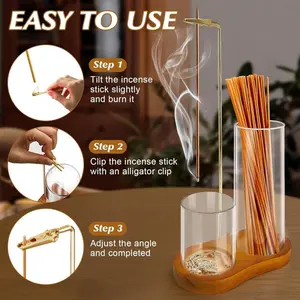 Modern 2-in-1 Incense & Candle Holder, Natural Wood Color Figure-8 Incense Burner with Wooden Base and Removable Glass Ash Collector, Scent-Enhancing Home Fragrance Decor Gift for Valentine’s Day, Aromatherapy Ornament for Living Room Bedroom
