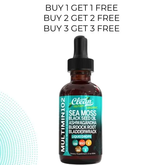 BOGO Offer | Clean Nutra Sea Moss Black Seed Oil Liquid Drops with Ashwagandha Burdock Root Bladderwrack - Multimineral Supplement