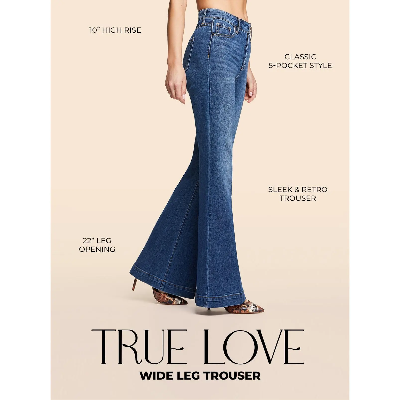 True Love Wide Leg Trouser Jeans in Sia