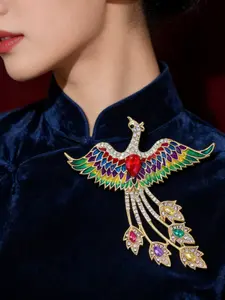 Traditional Phoenix Brooch Pin, Fashionable Clothing Accessory, Eco-Friendly Alloy, Perfect for Qipao, All-Season Casual Style, Lapel Brooch, Flower Brooch Pin, Exquisite Brooch, Elegant Brooch